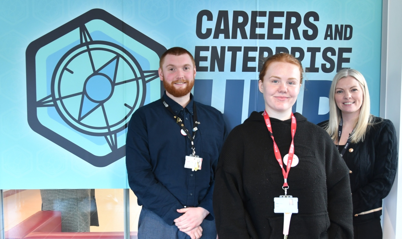 Lee Perks, Enterprise Team Leader, Sienna Zdubek, A Level Student and Futurepreneurs , and Hayley Allsopp, Vice Principal Students.